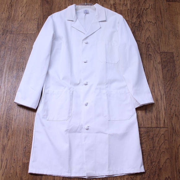 Medline White Color Toggle Button Up Long Sleeve Lab Jacket - Picture 1 of 8
